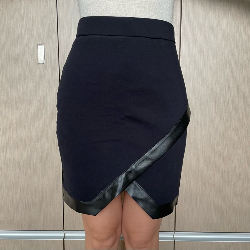 Wolford Black Skirt with Leather Trim